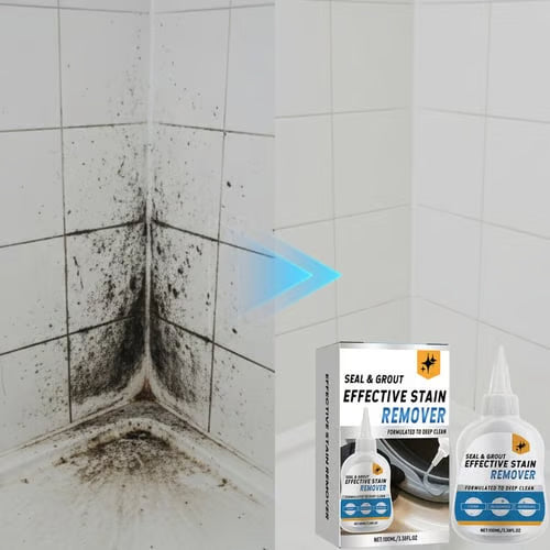Before and after grout stain cleaning